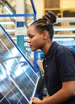 engineer, woman, cleaning PV panels