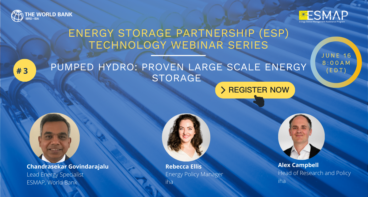 Energy Storage Partnership Technology Webinar Series | Pumped Hydro: Proven Large Scale Energy Storage | June 16, 2022 @8am (EDT)