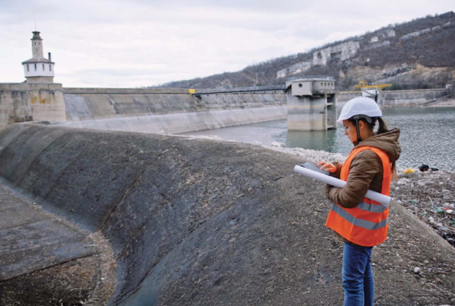 Person in an outdoor construction or civil engineering site