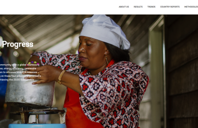 Screenshot of the Energy Progress Report featuring a person holding a kitchen pot with their hands.