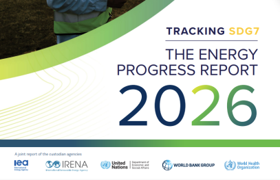 Cover of The Energy Progress Report 2026 featuring the title, year, and green-and-blue graphic design elements.