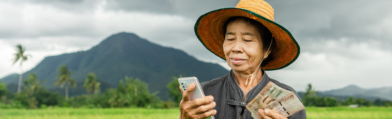 asia, woman holding payment receipt, and currency