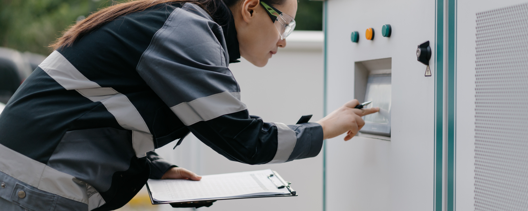 Person checking a metal box