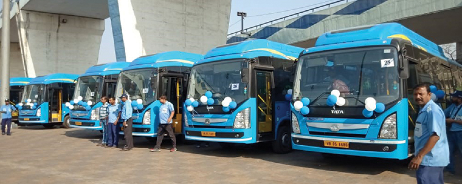 electric buses fleet, blue, lined up, Kolkata electric buses fleet, blue, lined up, Kolkata