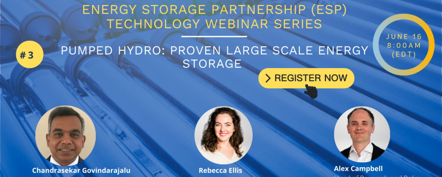 Energy Storage Partnership Technology Webinar Series | Pumped Hydro: Proven Large Scale Energy Storage | June 16, 2022 @8am (EDT) Energy Storage Partnership Technology Webinar Series | Pumped Hydro: Proven Large Scale Energy Storage | June 16, 2022 @8am (EDT)
