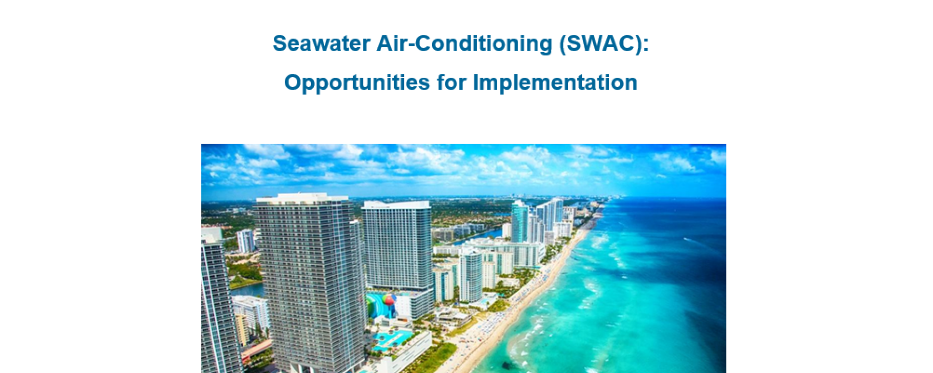 Banner for the Seawater Air-Conditioning (SWAC) event featuring a scenic coastline