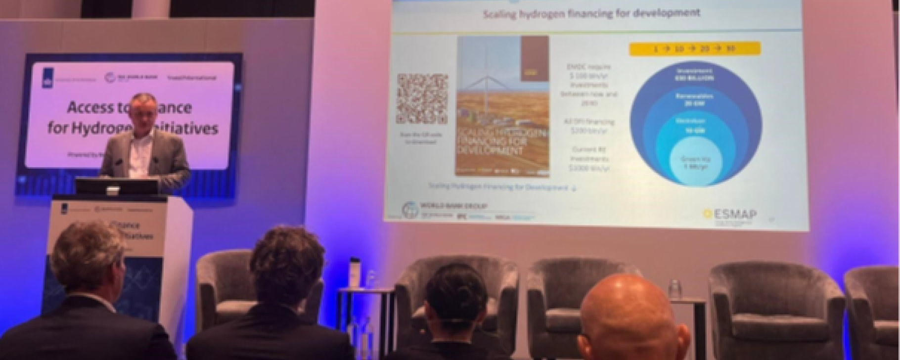 World Hydrogen 2024 Finance Forum Man presenting at a World Hydrogen Finance event