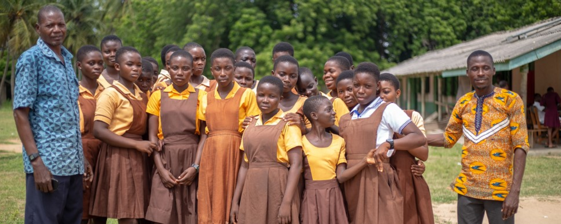 A group of school children and two teachers in Ghana