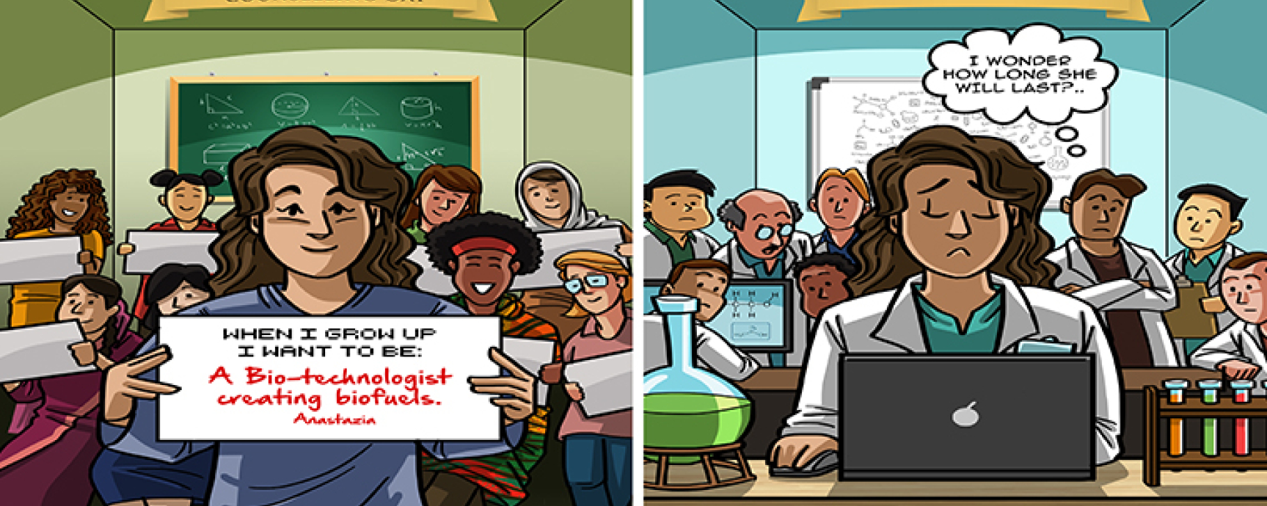 Releases of the Gender Equality in the Energy Sector Calendar Ahead of International Women’s Day Cartoon about young woman's ambitions in life
