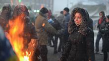 Woman on street in Ukraine