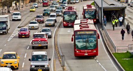 Several cars in a road
