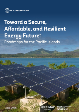 Solar farm near tropical shoreline
