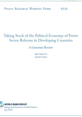 Taking Stock of the Political Economy of Power Sector Reforms in Developing Countries: A Literature Review