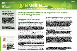 Scaling Up Access to Electricity : Pay-as-You-Go Plans in Off-Grid Energy Services