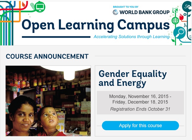 Gender Equality and Energy Online Course